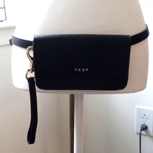 DKNY Belt Bag, Black, 2 card pockets, 41" long, adjustable EUC or NWOT, no wear